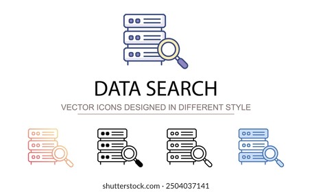 Diseño de icono de Búsqueda de datos con fondo blanco Ilustración de stock