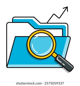 Data Search Icon Representing File Exploration, Information Retrieval, and Organization