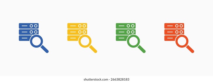 Conjunto de iconos de Búsqueda de datos Color Colección de estilo múltiple