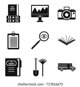 Data search icons set. Simple set of 9 data search vector icons for web isolated on white background