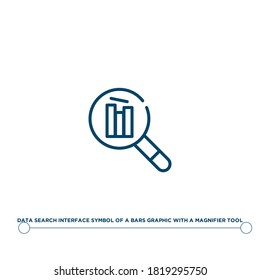 data search interface symbol of a bars graphic with a magnifier tool outline vector icon. simple element illustration. data search interface symbol of a bars graphic with a magnifier tool outline icon