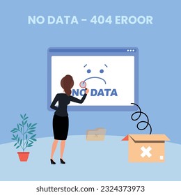 Data search not found or 404 error illustration vector concept. Illustration for websites, landing pages, mobile applications, posters and banners