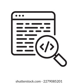 Data search  vector outline  Icon Design illustration. SEO Development And Marketing Symbol on White background EPS 10 File