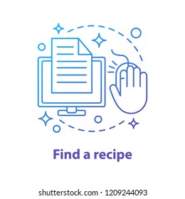 Data searching concept icon. Find. recipe. Internet surfing idea thin line illustration. Computing. Vector isolated outline drawing