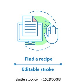 Data searching concept icon. Internet surfing idea thin line illustration. Computing. Vector isolated outline drawing. Editable stroke