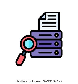 Data Searching Icon Lineal Color Vector Illustration