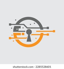 Data secure shield safe security technology logo design template