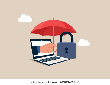 The data is securely protected. Flat modern vector illustration