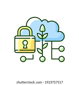 Data security in agriculture RGB color icon. Information protection. Smart farm. Cybersecurity in precision agriculture. Isolated vector illustration