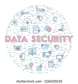 Data Security Background. Flat Design. Vector Illustration.