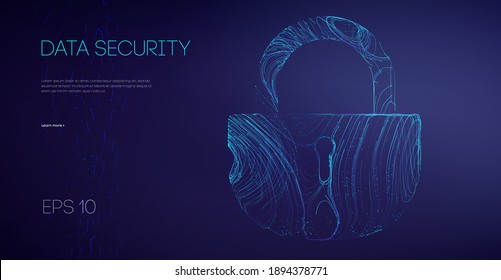 Data Security Binary Lock. Encryption code computer firewall concept. Alarm locks server data. Asian it support vector illustration.