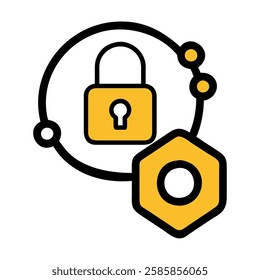 Data security blockchain icon illustration