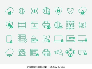 Data security and cloud computing icons