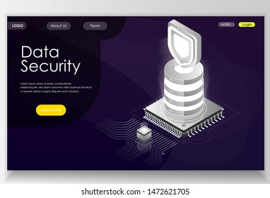 Data security concept. Can use for landing page, banners, websites etc. Vector isometric illustration.