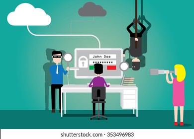 Data security concept, flat design.