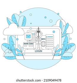 Data security concept on desktop computer or laptop protects sensitive data. Internet security. Abstract concept of antivirus. Data protection - a knight.