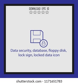 Data security, database, lock sign  vector icon