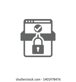 Data security, database protection lock, website lock, website safety, website security check icon