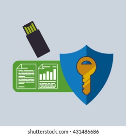 Data Security design. Protect icon. Data center illustration , vector