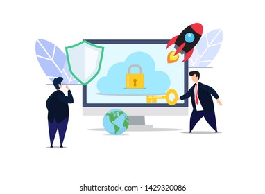 data security flat creative illustration vector of graphic , data security protection flat illustration vector , vector data security protection flat illustration for banner website landing page