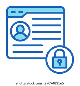 Icono de seguridad de datos Ilustración vectorial de estilo de color azul