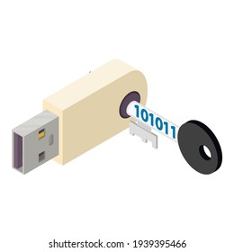 Data security icon. Isometric illustration of data security vector icon for web