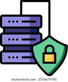 Data Security Icon Lineal Color Vector Illustration