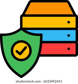 Data Security Icon Lineal Color Vector Illustration