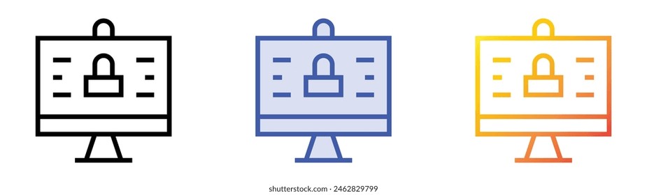 data security icon. Linear, Blue Fill and Gradient Style Design Isolated On White Background