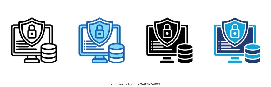 ícone Segurança de Dados Ilustração de Vetor com Vários Estilos
