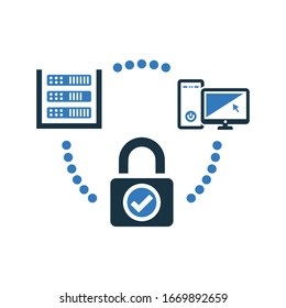 Data security icon, server protection