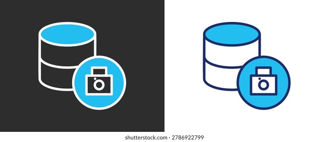 Data Security Icon Set, Colored Outline Vector Illustration