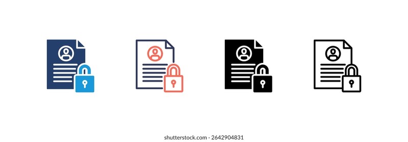Data Security Icon set multiple style collection