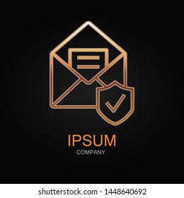 Data security icon. Vector Illustration. Design logo element. Isolated on black background.