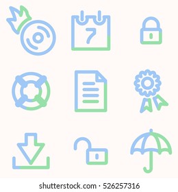 Data security icons, light blue contour