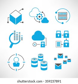 data security icons, network analytics, information technology concept