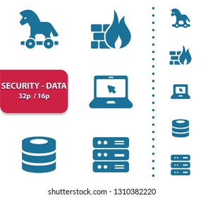 Data Security Icons. Professional, pixel perfect icons, EPS 10 format, optimized for 32p and 16p (4x magnification for preview).