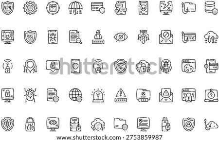 Data Security Icons Vpn Encryption Ssl Guard . Perfect modern icons on editable stroke.