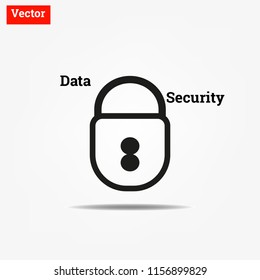 Data security icon,The most important part for the data business.The key lock system vector.