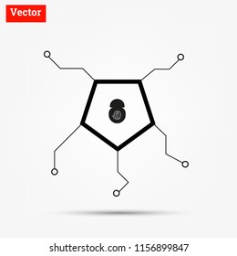 Data security icon,The most important part for the data business.The key lock system vector.