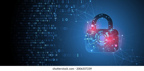 Data security Illustrates cyber data or information privacy idea. Color abstract  internet technology.