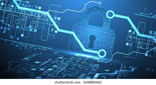 Seguridad de datos Ilustra la idea de privacidad de datos cibernéticos o de información. Tecnología de Internet colorida abstracta.