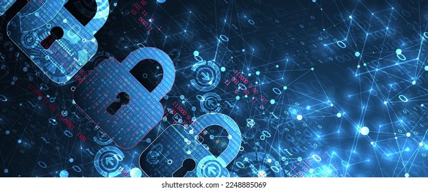 Data security Illustrates cyber data or information privacy idea. Color abstract  internet technology.