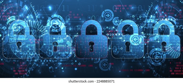 Data security Illustrates cyber data or information privacy idea. Color abstract  internet technology.