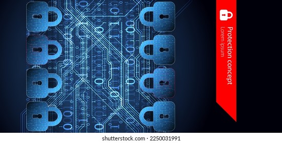 Data security Illustrates cyber data or information privacy idea. Color abstract  internet technology.