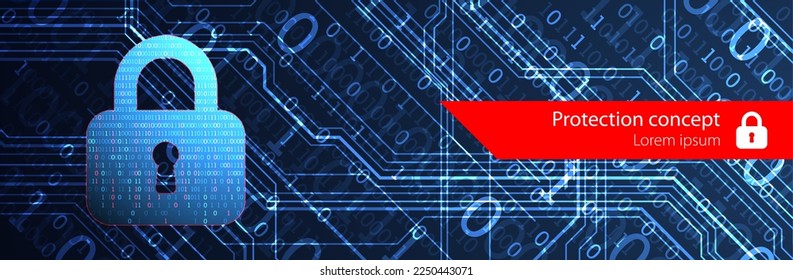 Data security Illustrates cyber data or information privacy idea. Color abstract  internet technology.