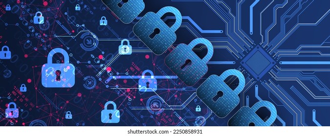 Data security Illustrates cyber data or information privacy idea. Color abstract  internet technology.