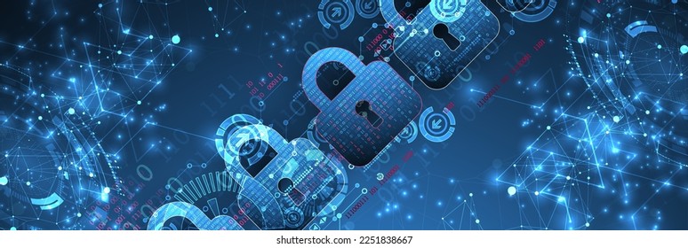 Data security Illustrates cyber data or information privacy idea. Color abstract  internet technology.