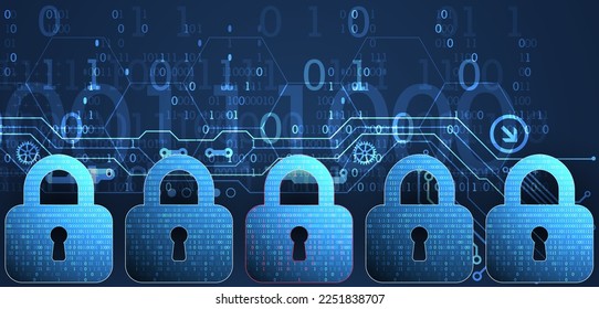 Data security Illustrates cyber data or information privacy idea. Color abstract  internet technology.