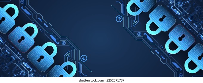 Data security Illustrates cyber data or information privacy idea. Color abstract  internet technology.